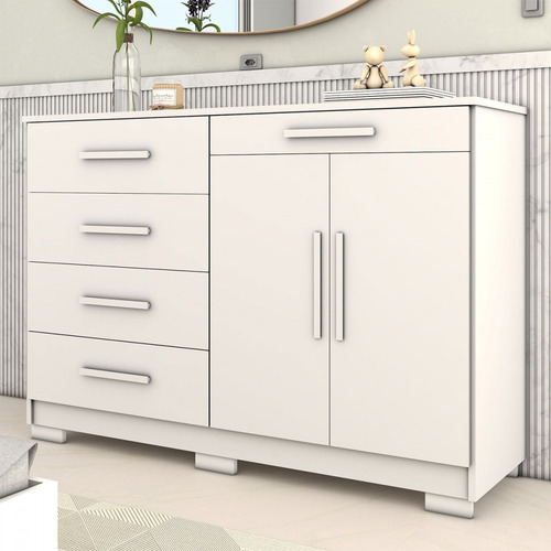 Cômoda Tailândia 2 Portas 5 Gavetas Branco - Panorama