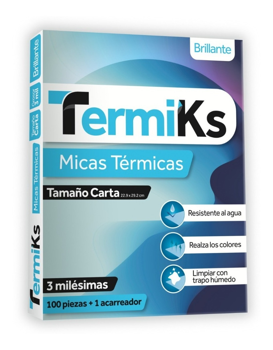 Mica Termica Tamaño Carta 3ml (100 Pza) Termiks + Acarreador