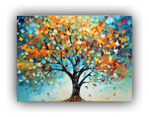 50x40cm Cuadro Estilo Óleo Árbol Hojas Verdes: Canva