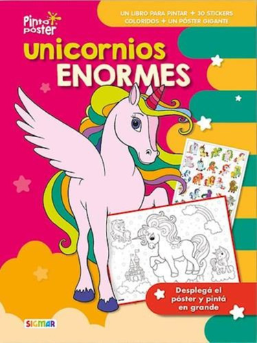 Unicornios Enormes Pinto Poster   30 Stickers