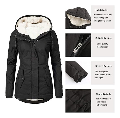 Chaqueta De Invierno Cálida Para Mujer Con Forro Grueso
