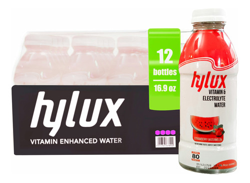 Hylux Agua De Vitamina Y Electrolito, Sanda De Fresa, 12 Uni