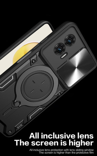 Funda Para Moto G73 5g Jiashang Uso Rudo Anillo Metalico Negro Jiashang