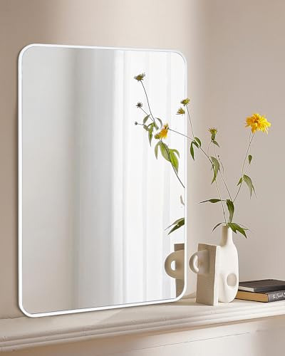 Espejo De Baño Blanco, Espejo Rectangular De 24 X 36 Pulgada