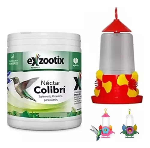 Alimento Nectar Picaflor Colibri Exzootix Bebedero Kit