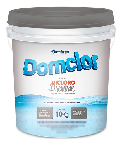 Cloro Para Piscina Orgânico Premium 56% Domclor Balde 10k