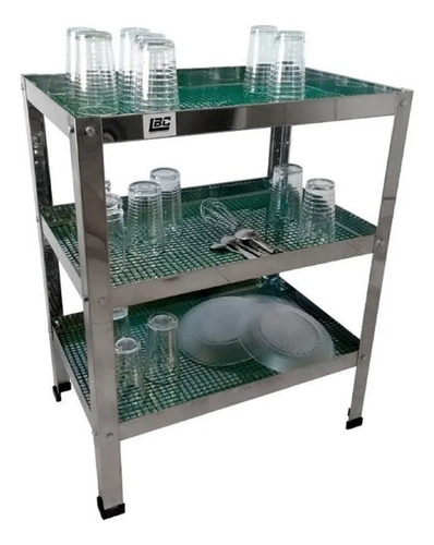 Vasera Acero Inoxidable 60 X 40 3 Estantes Lbc Plateado