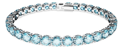 Pulsera Swarovski Matrix Tennis Redonda Medium Blue Rodio