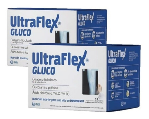 Suplemento En Polvo Ultraflex  Gluco Nutricional Colágeno Hidrolizado Sabor Vainilla En Sobres 15 Un Pack X 2 U