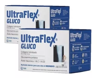 Suplemento en polvo UltraFlex Gluco Nutricional colágeno hidrolizado sabor vainilla en sobres 15 un pack x 2 u