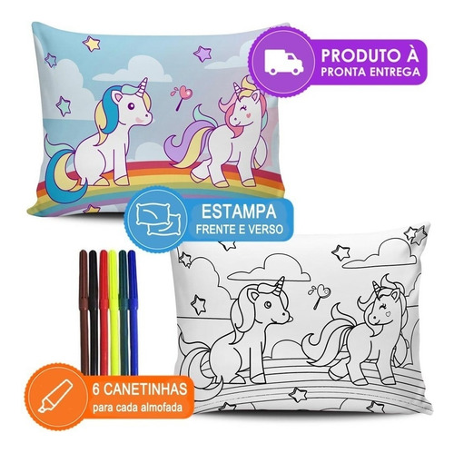 10 Almofadas Pinte E Lave Unicórnio Unissex - Pronta Entrega