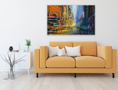 Cuadro Canvas Acuarela Calle De Nueva York 75x120cm         