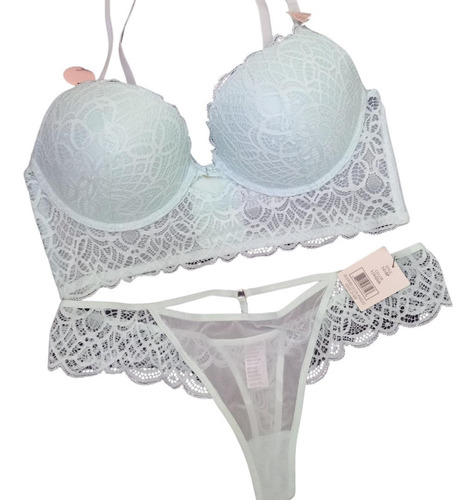 Sensual Coordinado Encaje Color Menta