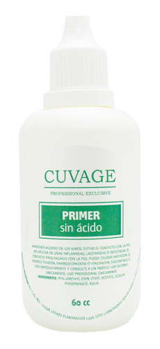 Cuvage Primer Sin Ácido Uñas Esculpidas Gel Manicuria 60cc