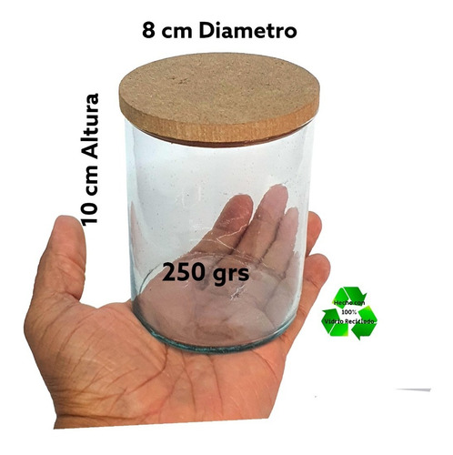 Imagen 4 de 6 de Frascos/ Cilindros 8x10cm (250gr) P/ Velas C/ Tapa Mdf 25pz