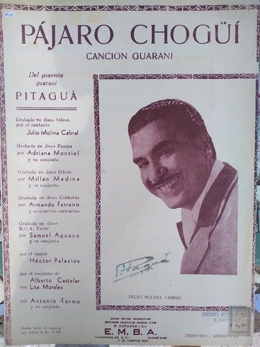 Partitura Pajaro Chogui Cancion Guarani 