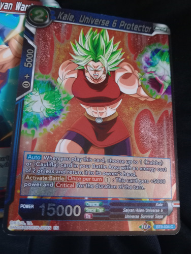 Kale,universe 6 Protector Carta Brillante Dragón Ball Bandai