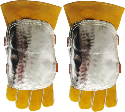 2pcs Welding Gloves Shield Cowhide Aluminized Foil Back Weld