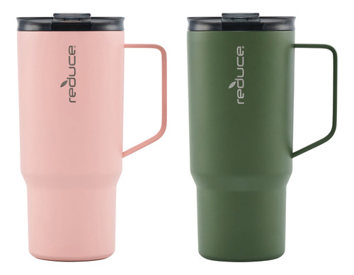 Reduce Termos Tazas De Caf 2 Pza Aislamiento Al Vacio 720ml Rosa/verde Liso