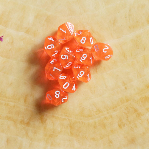 D10 Diez Juegos De Dados Plástico Para Rpg & Games Naranja