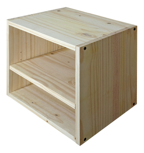Mesa De Luz Cubo Flotante Doble Estante Estilo Moderno Sajo Color Natural