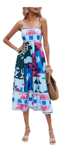 Vestido De Playa Con Estampado De Moda Con Tirantes
