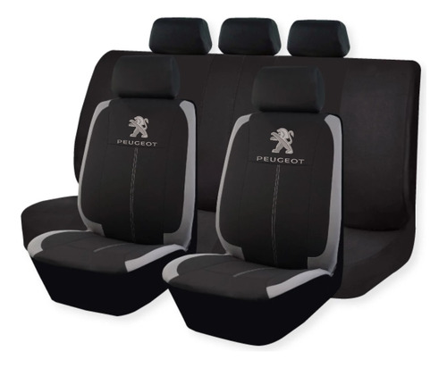 Cubreasiento Funda Tela Negro Gris Peugeot Bordado Regalo