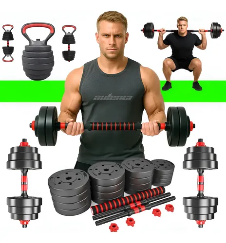 Kit Halteres E Anilhas Ajustável 10kg Kettlebell Academia Preto