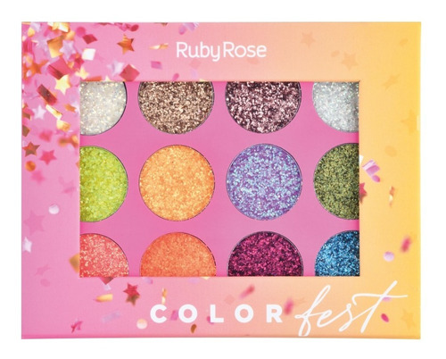 Paleta Glitter Color Fest Ruby Ro - Uni - g a $1346