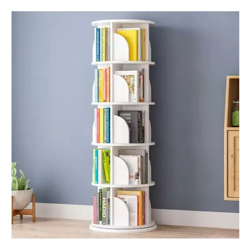 Biblioteca Giratoria Librero Organizador Libros Alto 160cm Color Blanco