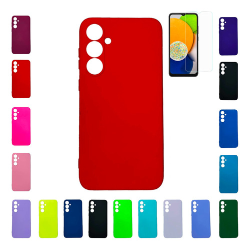 Funda Para Samsung Galaxy A15 Silicona Protector Y Vidrio 