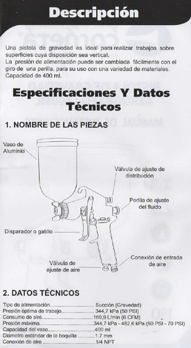 Imagen 5 de 7 de Aerógrafo Pistola Gravedad 400 Cc Incolma