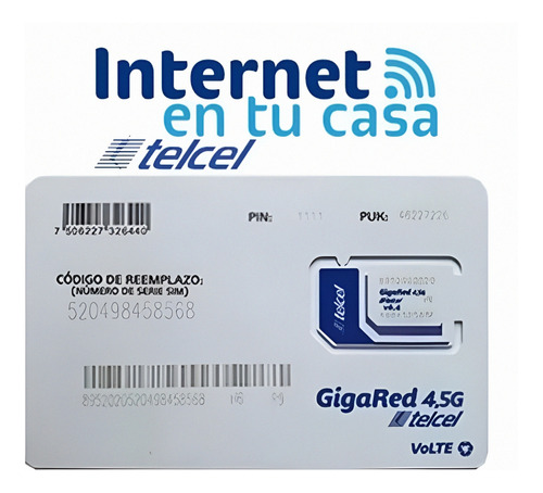 Chip Para Modem Telcel Internet Casa Hogar Ilimitado 4 Y 5g