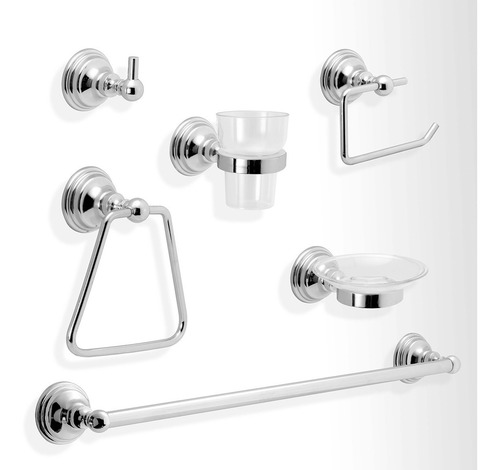 Set De Baños Metalicos Cromados Amurar Modernos Diseño Tioso