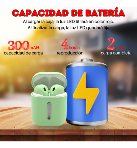 Auriculares in-ear inalámbricos CG Inalámbricos Q8L verde con luz LED