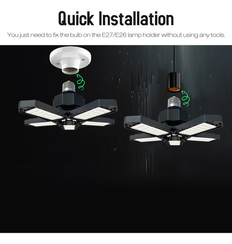 Paquete De 4 Luces Led Para Garaje Con Paneles Ajustables Y