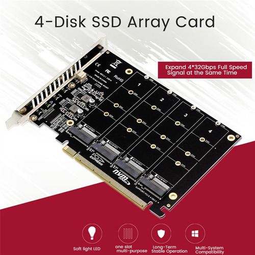 4 Port M.2 Nvme Ssd To Pcie X16m Key Hard Drive Converter Re