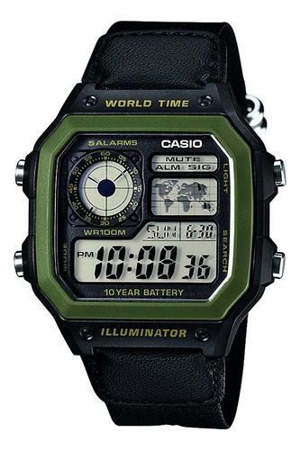 Reloj Casio Ae-1200whb 1b Velcro Original Garantía