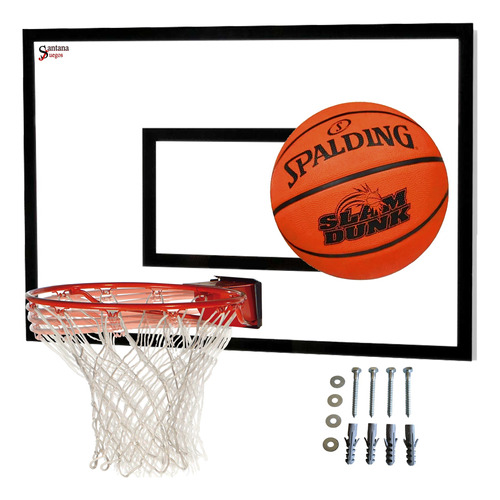 Tablero Basket Madera Aro Spalding Nba Rebotador Santana  