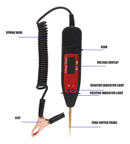 Probador De Circuito Led Digital Automotriz Dc 3-36v