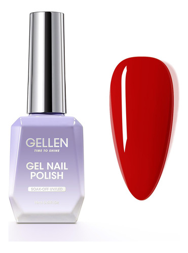 Gellen Esmalte De Unas De Gel Rojo, 0.6 Fl Oz, Color Rojo Br