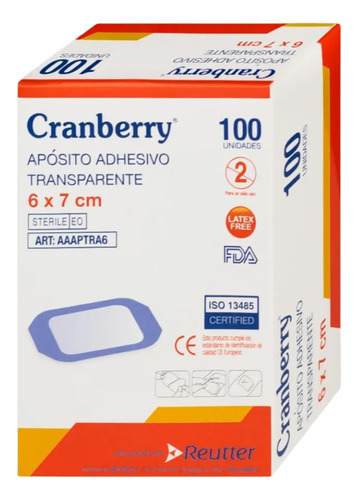 Cranberry Pack Aposito Adhesivo Transparente 6x7 100 Unid