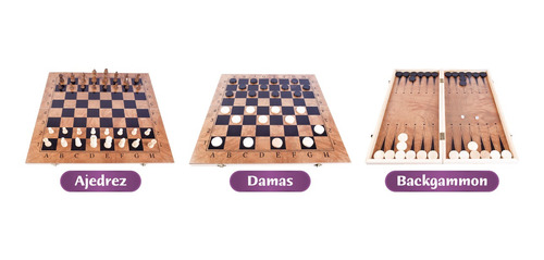 Imagen 6 de 9 de Juego De Mesa Ajedrez De Madera 3 En 1 Tipo Maletín