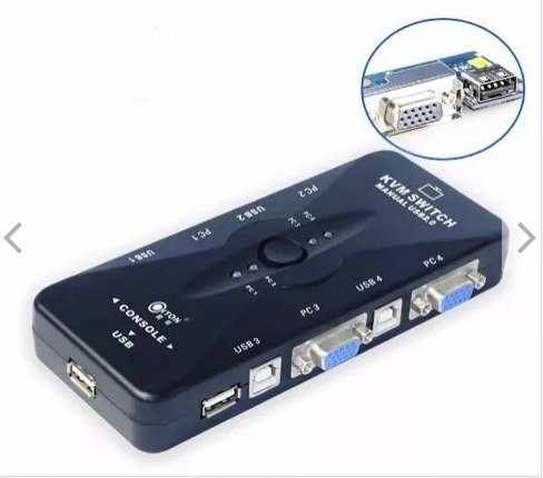 Imagen 1 de 4 de Switch Kvm 4 Puertos Usb Vga Monitor Teclado Mouse Impresora