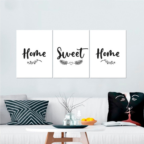 Cuadros Tripticos Modernos Home Sweet Home Minimalista