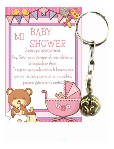 10 Llaveros Recuerdo De Baby Shower Niña Con Tarjeta