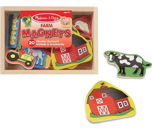 Melissa Y Doug 20 Imanes De Granja De Madera En Una Caja