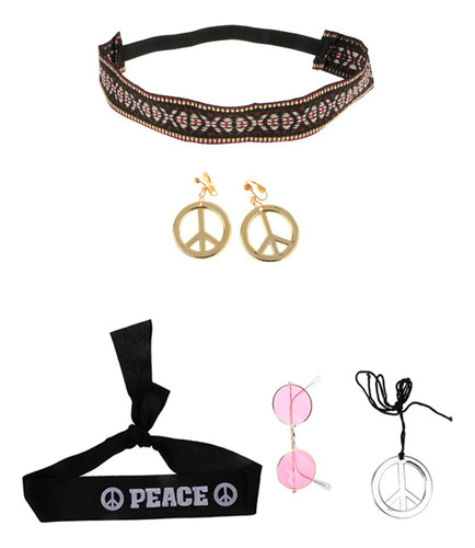 Juego De Accesorios De 5 Piezas Con Traje Hippie - Gafas