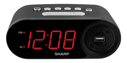 Sharp Reloj Despertador Digital Fácil De Leer Con Puerto Usb