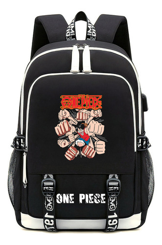 M Anime One Piece Luffy Black Shoulder Bag Backpack With Usb For Elementary School Girls Boys Kawaii Cool Cartoon MĂșltiples Opciones Disponibles